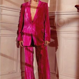 Nasty Gal Barbie pink velvet suit set